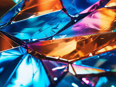 Macro shot of a broken crystal. Colorful abstract background.