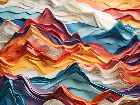 abstract background of multicolored fabric in the form of waves