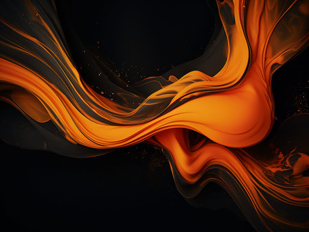 Abstract background with orange and black paint splashes. Vector illustration.