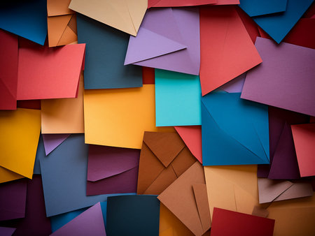 Colorful paper envelopes as background, close-up shot.
