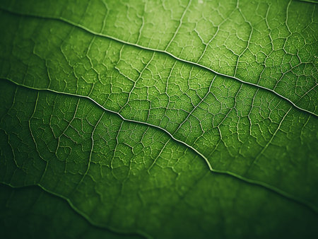 Green leaf macro close up. Nature background. Shallow depth of field.