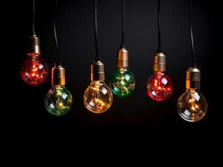 Incandescent light bulbs on a black background. 3D rendering