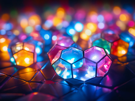Colorful christmas lights on dark background. Shallow depth of field