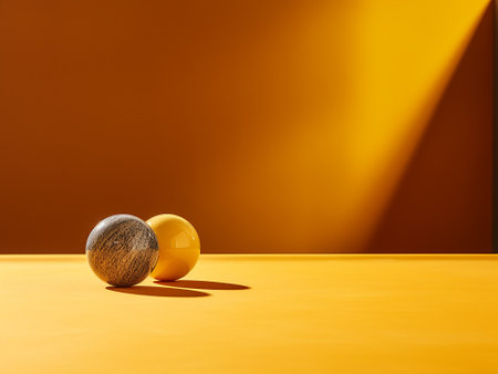 3d render of two melons on orange background. Minimal still life concept.の写真素材