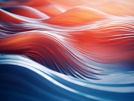 abstract background with smooth wavy lines in orange and blue colorsの写真素材