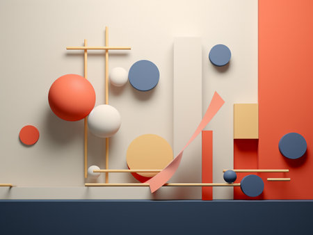 3d render of abstract geometric background. Minimal scene with geometrical figures.の写真素材