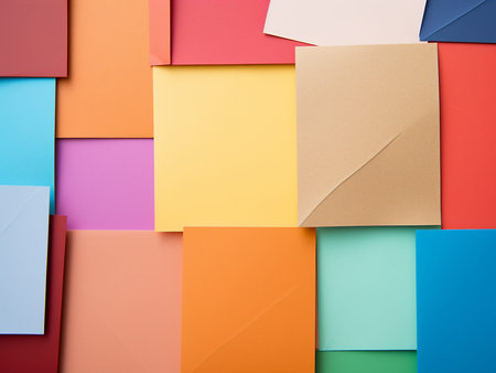 Colorful paper background with copy space for your message. Top view.