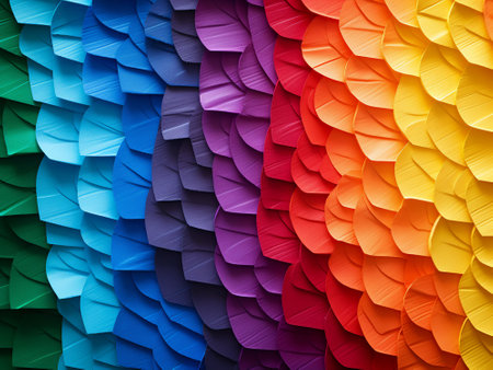 Rainbow origami paper background. Multicolored origami paper.の写真素材