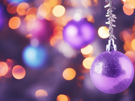 christmas ball decoration on bokeh background, christmas backgroundの写真素材