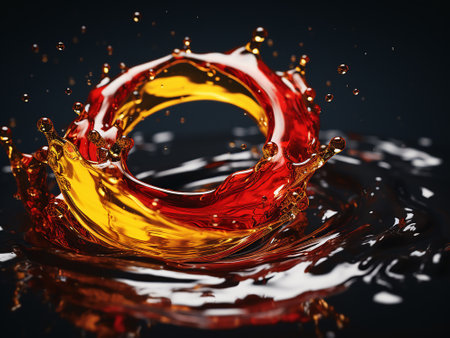 Falling drops of water. Splash effect after collision a falling drops with water Surfaceの写真素材