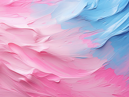 Abstract background of acrylic paint in pink and blue colors, close-upの写真素材