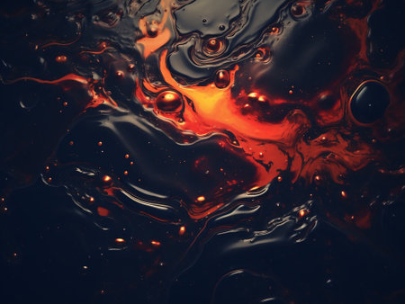 abstract background with red and orange liquid, 3d render illustrationの写真素材