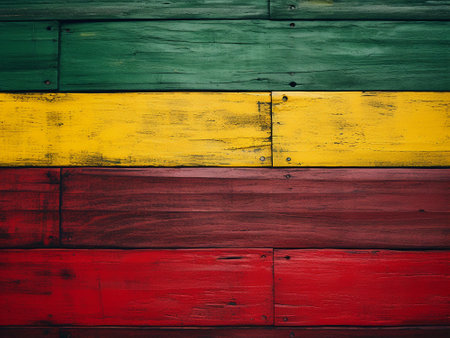 Colombia flag painted on wooden wall for background or texture.の写真素材