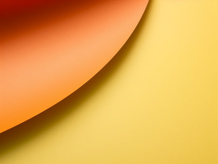 Colorful abstract background with curved paper layers in orange and yellow colorsの写真素材