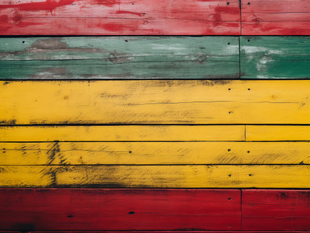 Colorful painted wood wall for background or texture. High resolution photo.の写真素材