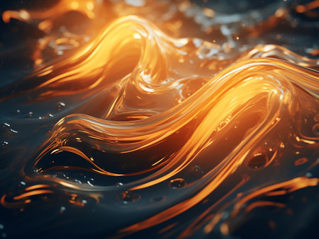 3d rendering of abstract background with golden waves. Futuristic background.の写真素材