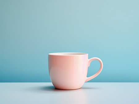Coffee cup isolated on blue background. 3d rendering.の写真素材