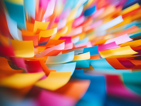 abstract background with colorful paper strips. 3d render illustration.の写真素材