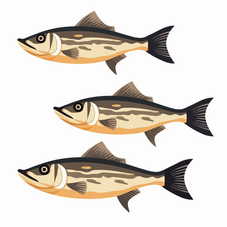 Set of fish on a white background. Vector illustration in flat style.