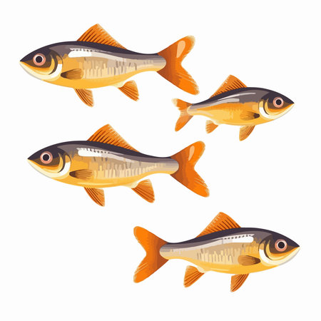 Set of fish on a white background. Vector illustration in cartoon style.
