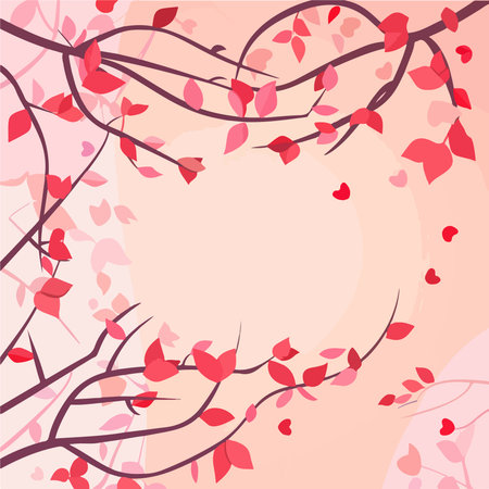 Valentine's day background with branches and hearts. Vector illustration.のイラスト素材