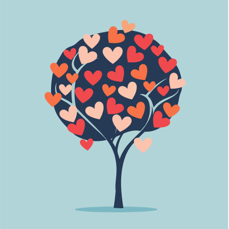 Tree with hearts. Vector illustration in flat style. Love concept.のイラスト素材