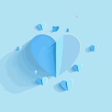 Blue heart on blue background. Vector illustration. Flat design style.のイラスト素材