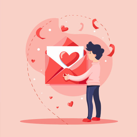 Valentine's Day greeting card. Vector illustration in flat styleのイラスト素材