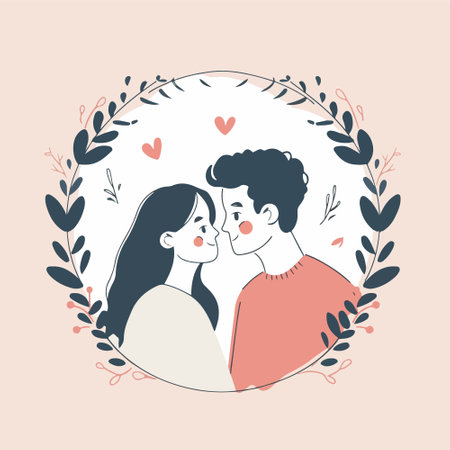 Cute couple in love. Vector illustration in flat cartoon style.のイラスト素材