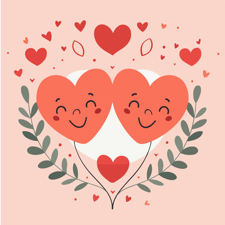 Cute valentines day card with cute hearts. Vector illustrationのイラスト素材