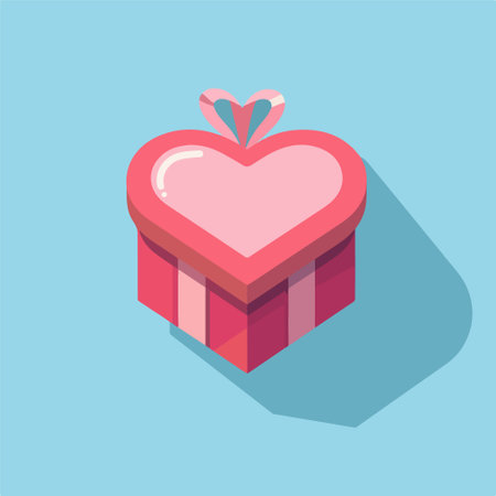 Valentine's Day gift box icon, flat design vector illustrationのイラスト素材