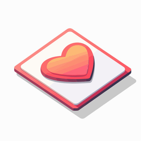 Red heart icon in isometric 3d style on a white backgroundのイラスト素材