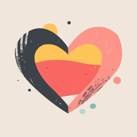 Valentines day greeting card with heart. Hand drawn vector illustration.のイラスト素材