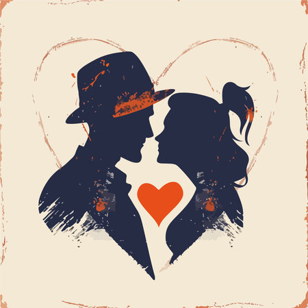 valentine's day background with couple in love, vector illustrationのイラスト素材