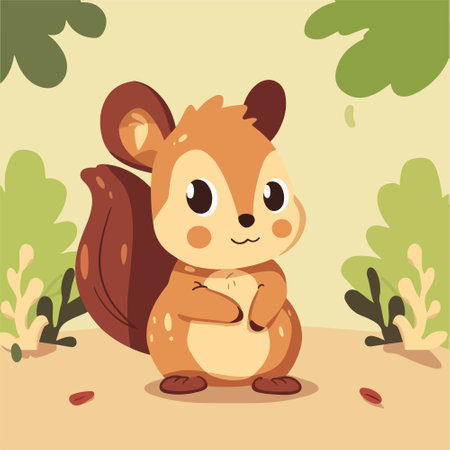Cute cartoon chipmunk in the forest. Vector illustration.のイラスト素材