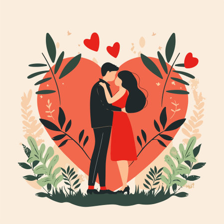 Wedding couple in love. Vector illustration in flat style.のイラスト素材