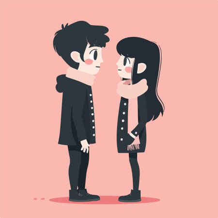 Young couple in love. Vector illustration in a flat cartoon style.のイラスト素材