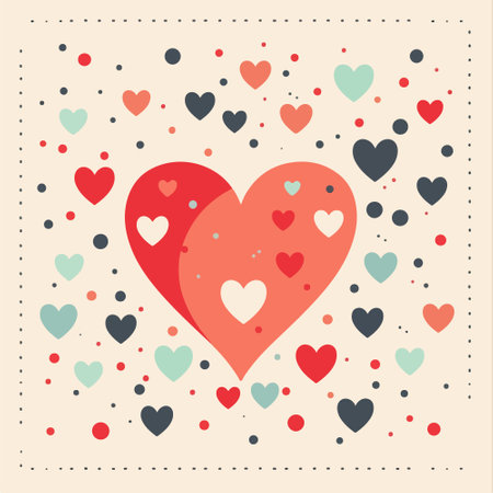 Vector illustration of a Valentine's day card with hearts and dots.のイラスト素材