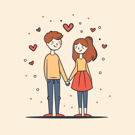 Couple in love. Hand drawn vector illustration in cartoon style.のイラスト素材