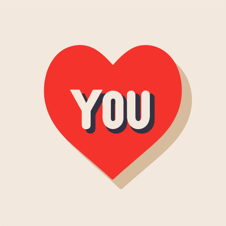 Red heart with the inscription you on a light background. Vector illustrationのイラスト素材