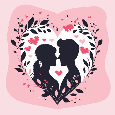 Wedding couple in love. Silhouette of the bride and groom. Vector illustrationのイラスト素材