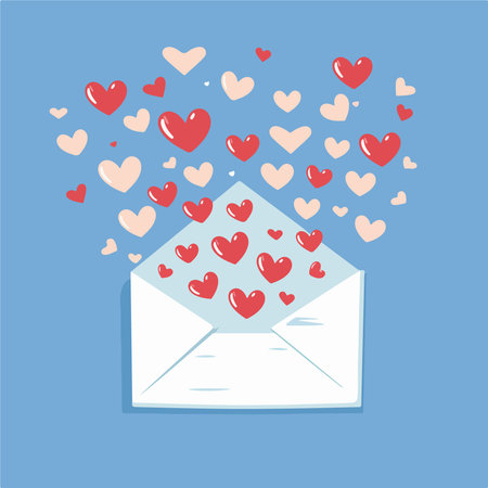 Love letter with hearts flying out of the envelope. Vector illustration.のイラスト素材