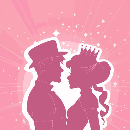 Wedding Couple Silhouette. Vector Illustration.のイラスト素材