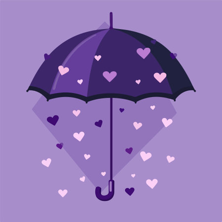 Umbrella with hearts. Vector illustration in flat design style.のイラスト素材