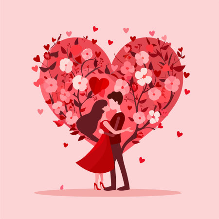 Lovely couple in love. Valentine's day greeting card. Vector illustrationのイラスト素材