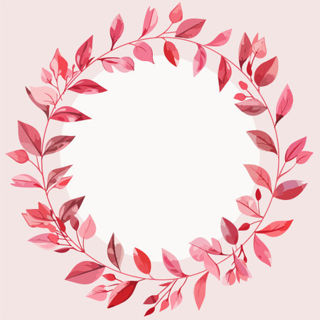 Floral wreath with pink leaves. Vector round frame for your text.のイラスト素材