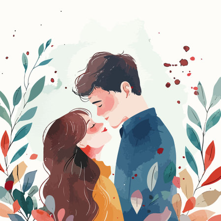 Romantic couple in love. Vector illustration of a romantic couple.のイラスト素材