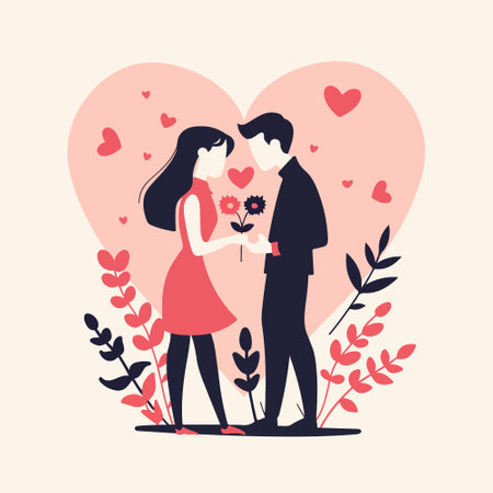 Couple in love. Vector illustration in flat style. Valentine's day.のイラスト素材