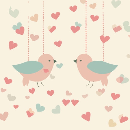 Valentine's day background with birds and hearts. Vector illustration.のイラスト素材