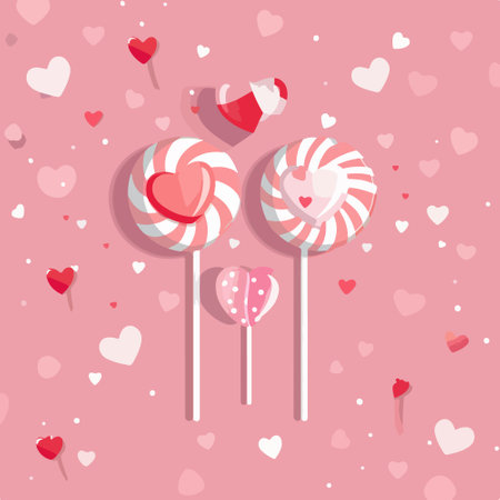 Valentine's day background with lollipops and heartsのイラスト素材